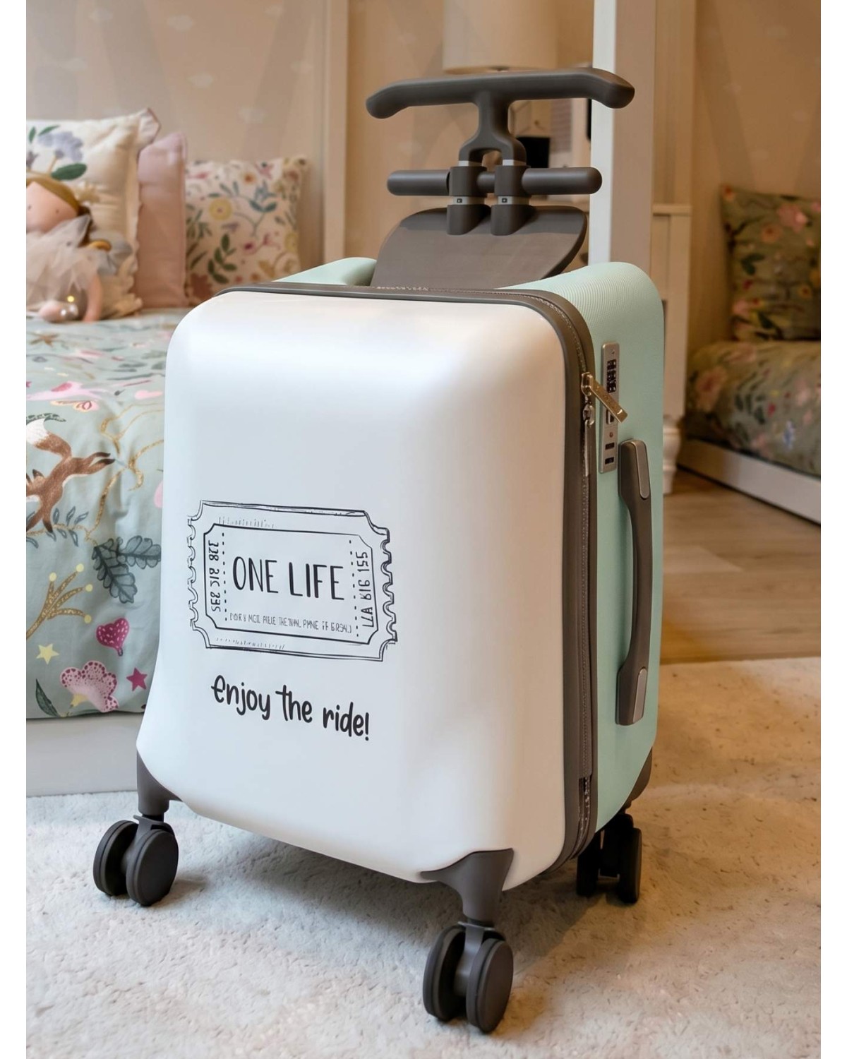 Maleta Carry On Con Asiento Para Niños On Board - Verde
